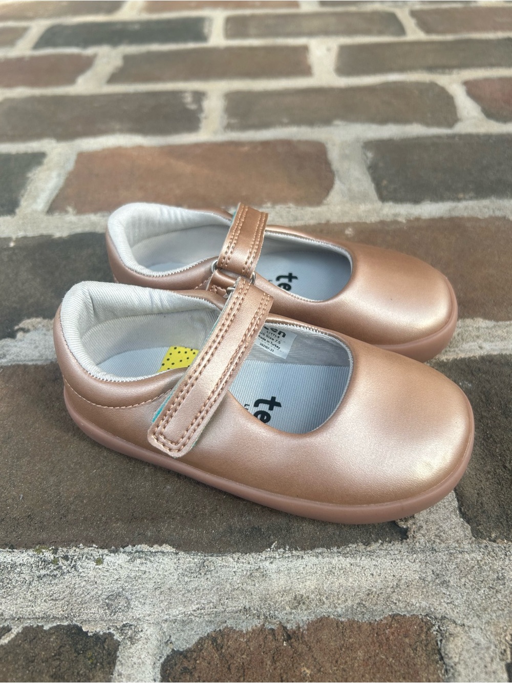 Ten Little Metallic Rose Gold Mary Janes Hook and Loop Toddler 7.5